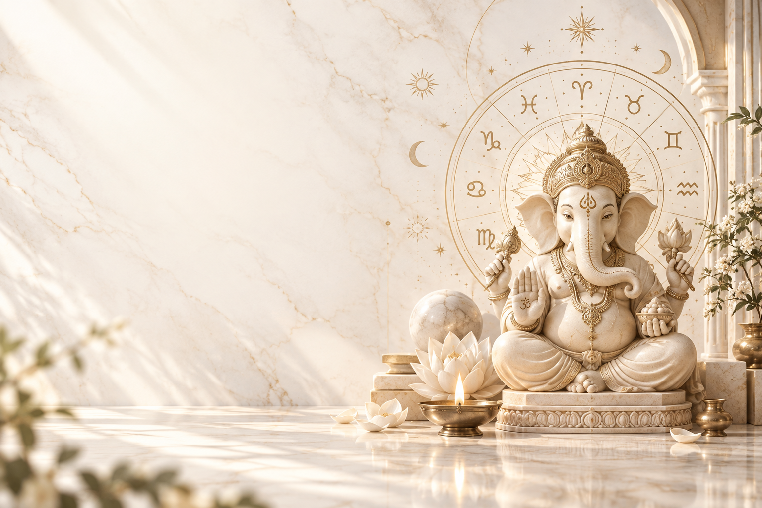 Ganesh with Vedic astrology zodiac mandala